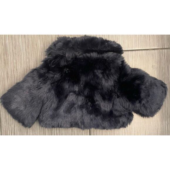 Janie And Jack Girls The Festive Faux Fur Jacket Size 12-18 Months Navy Blue NWT - Picture 4 of 7